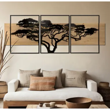 PANEL ŚCIENNY LAGOS FERRO E WOOD ZESTAW 3 SZT 204X2X80 cm (72X2X80-60X2X80)